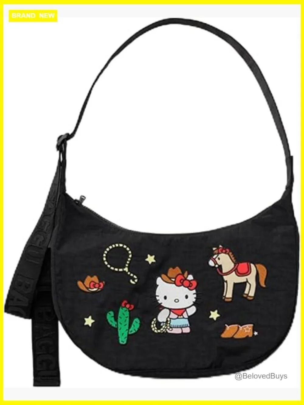 Medium Nylon Crescent Crossbody Bag Hobo Adjustable Strap Machine Washable